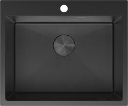 Mexen Solix, 1 rekeszes rozsdamentes mosogató 600 x 500 mm, fekete, méhsejtmintás, 6408601000-70HC (6408601000-70HC)