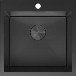 Mexen Solix, 1 rekeszes rozsdamentes mosogató 500 x 500 mm, fekete, méhsejtmintás, 6407501000-70HC (6407501000-70HC)