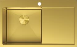 Mexen Exar, 1 medencés rozsdamentes mosogató csepegtetővel, bal oldali, 780 x 480 mm, szálcsiszolt arany, 6433781010L-55 (6433781010L-55)