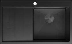 Mexen Exar, 1 medencés rozsdamentes mosogató csepegtetővel, jobb oldali, 780 x 480 mm, fekete, méhsejtmintás, 6434781010P-70HC (6434781010P-70HC)