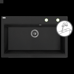 Laveo Tau, 1 rekeszes gránit mosogató 800x500x215 mm, fekete, LAV-SBT_B108 (LAV-SBT_B108)