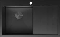 Mexen Exar, 1 medencés rozsdamentes mosogató csepegtetővel, bal oldali, 780 x 480 mm, fekete, méhsejtmintás, 6433781010L-70HC (6433781010L-70HC)