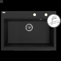 Laveo Tau, 1 rekeszes gránit mosogató 700x500x215 mm, fekete, LAV-SBT_B107 (LAV-SBT_B107)