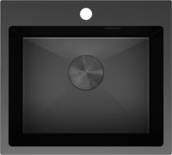 Mexen Solix, 1 rekeszes rozsdamentes mosogató 500 x 450 mm, fekete, 6402501000-70 (6402501000-70)