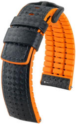 Hirsch Ayrton Fekete/Narancssárga Fekete csattal óraszíj - 24mm / L -120/80mm
