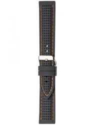 Herzog Szilikon Óraszíj Fekete Narancssárga varrással - 24mm / L -120/80mm