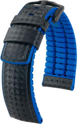 Hirsch Ayrton Fekete/Kék Fekete csattal óraszíj - 22mm / L -120/80mm