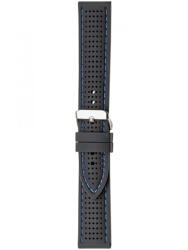 Herzog Szilikon Óraszíj Fekete Kék varrással - 20mm / L -120/80mm