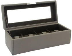 Friedrich23 Cross Grain Bond Óratartó doboz 4 órához üvegtetővel szürkésbarna