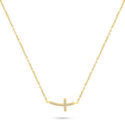 Brilio Silver Colier placat cu aur Cruce cu pietre de zircon NCL57Y
