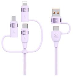 USAMS SJ645USB02 1, 2m USB/Type-C/Lightning/microUSB lila adat- és töltőkábel (SJ645USB02)