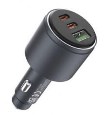 DEVIA Extreme Metal autós töltő USB+2 Type-C aljzat 65W, PD gyorstöltő 3.0 fekete (EA508_B) (EA508_B)