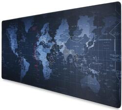 Velixo Velixo® nagy gumi egérpad, játékhoz, irodai, csúszásmentes, szakadásgátló öltések, vízálló, világtérkép modell, 90 x 40 cm, fekete/kék (ED242-734896067242)