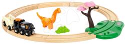 BRIO Cale ferată din lemn Dinozaur Circle Set BRIO trenuleț cu vagon și 1 figurină a dinozaurului cu magneți 12 piese (BRIO0981)
