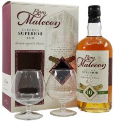 Malecon 10 éves rum díszdobozban 2 pohárral DRS (0, 7L / 40%) - goodspirit