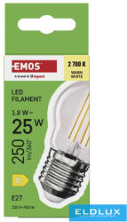 EMOS LED izzó Filament Mini Globe / E27 / 1, 8 W (25 W) / 250 lm / Meleg fehér (1623870363)