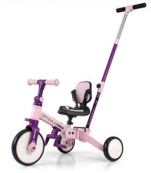  Gyerek háromkerekű bicikli 5az1-ben Milly Mally Optimus Max tolókarral pink