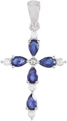  Kereszt Ezüst Medál Thai Zafírral és Fehér Topázzal, PCY11569