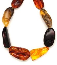  Borostyán pebble 10-18x14-24mm nyaklánc 55-60cm