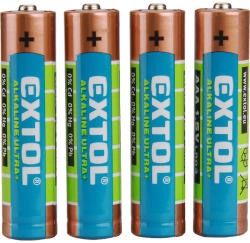 Extol elem klt. 4 db, alkáli, 1, 5V, méret: AAA (LR03); hosszú élettartam, bliszteren