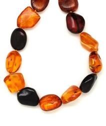  Borostyán pebble 10-18x14-24mm nyaklánc 45-55cm