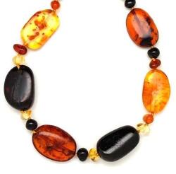  Borostyán pebble köztes 7-17x12-22mm nyaklánc 50cm
