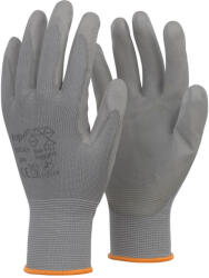  Védőkesztyű PU mártott nylon gumirozott mandzsetta TOP SMOKY+, szürke, S