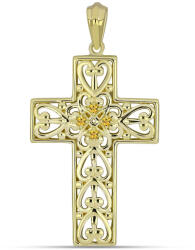  Kereszt Arannyal Bevont Ezüst Medál Ural Citrinnel, Y61502