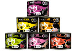 Lucky Lou 6x 200g Lucky Lou SuperMono2 Mix 1 (6 változattal) nedves macskaeledel