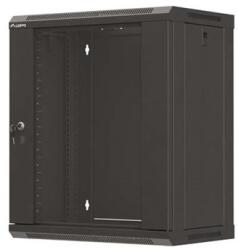 Lanberg 19" fali rack szekrény 12U/540X350, üvegajtó, lapraszerelt, fekete WF03-5312-10B (WF03-5312-10B)