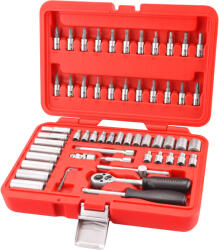 Extol dugókulcs klt. CV. , 45fog; 1/4", 57db, dugófejek: 4-14mm, bitdugófej (-, +, imbusz, torx)