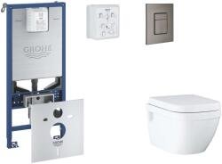 GROHE Rapid SLX - Készlet fali beépítéshez, WC, SoftClose ülőkével és Skate Cosmopolitan gombbal, csiszolt Hard Graphite SANI11BB5108 (SANI11BB5108)