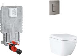 GROHE Uniset - Készlet fali beépítéshez, WC, SoftClose ülőkével és Skate Cosmopolitan gombbal, Triple Vortex, csiszolt Hard Graphite SANI15BB5105 (SANI15BB5105)