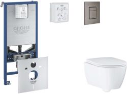 GROHE Rapid SLX - Készlet fali beépítéshez, WC, SoftClose ülőkével és Skate Cosmopolitan gombbal, csiszolt Hard Graphite SANI11BB5111 (SANI11BB5111)