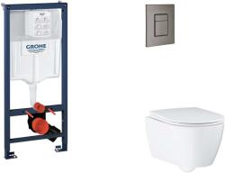 GROHE Rapid SL - Készlet fali beépítéshez, WC, SoftClose ülőkével és Skate Cosmopolitan gombbal, csiszolt Hard Graphite SANI11BB5123 (SANI11BB5123)