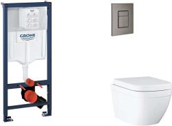 GROHE Rapid SL - Készlet fali beépítéshez, WC, SoftClose ülőkével és Skate Cosmopolitan gombbal, Triple Vortex, csiszolt Hard Graphite SANI11BB5117 (SANI11BB5117)