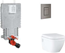 GROHE Uniset - Készlet fali beépítéshez, WC, SoftClose ülőkével és Skate Cosmopolitan gombbal, csiszolt Hard Graphite SANI15BB5108 (SANI15BB5108)