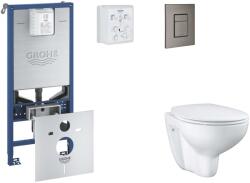 GROHE Rapid SLX - Készlet fali beépítéshez, WC, SoftClose ülőkével és Skate Cosmopolitan gombbal, csiszolt Hard Graphite SANI11BB5102 (SANI11BB5102)