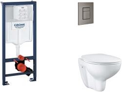 GROHE Rapid SL - Készlet fali beépítéshez, WC, SoftClose ülőkével és Skate Cosmopolitan gombbal, csiszolt Hard Graphite SANI11BB5114 (SANI11BB5114)