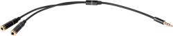 Cabletech Reduktor JACK 3.5 4 pólusú - 2x JACK 3.5 sztereó 20cm (KOM0907)