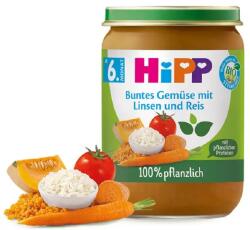 HiPP bio zöldségek lencsével, zöldséggel és rizzsel bébiétel 6 hónapos kortól 190 g - innotechshop