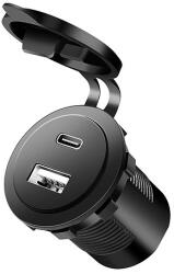 LogiLink Dupla autós beépített töltőadapter, 1x USB-A, 1x USB-C, 60 W, fekete (PA0330)