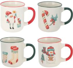4home Set de 4 căni Holly Jolly, 200 ml, porțelan