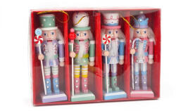  Decoratiune Craciun, Set 4 Spargatori de nuci, Din lemn, Inaltime 12.5 cm, Multicolor (9989-22)