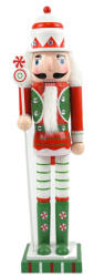  Spargator de nuci Soldat, Figurina de Craciun, Inaltime 40 cm, Din Lemn, Mecanism functional, Rosu Verde (9989-7#1)