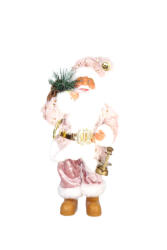 Duoguo Figurina Mos Craciun Duoguo, Cu sac plin de cadouri si Felinar, Pentru interior, Inatime 30 cm, Roz Alb (9997-10)