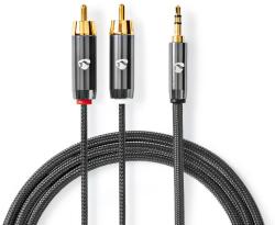 Nedis JACK - RCA Sztereó audiokábel 1.0m (3.5mm jack apa - 2xRCA apa) (CATB22200GY10) (CATB22200GY10)