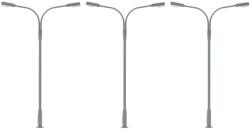 Faller 180120 Utcai ostorlámpa készlet, kétágú, LED-es, hidegfehér, 3 db (4104090801205)