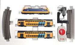 Piko 97939 Kezdőkészlet, BR 185 TRAXX villanymozdony emeletes személykocsikkal, NS V, ágyazatos sínnel (4015615979395)