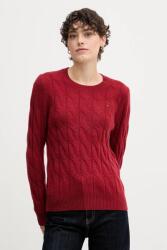 Tommy Hilfiger gyapjú pulóver - burgundia XL